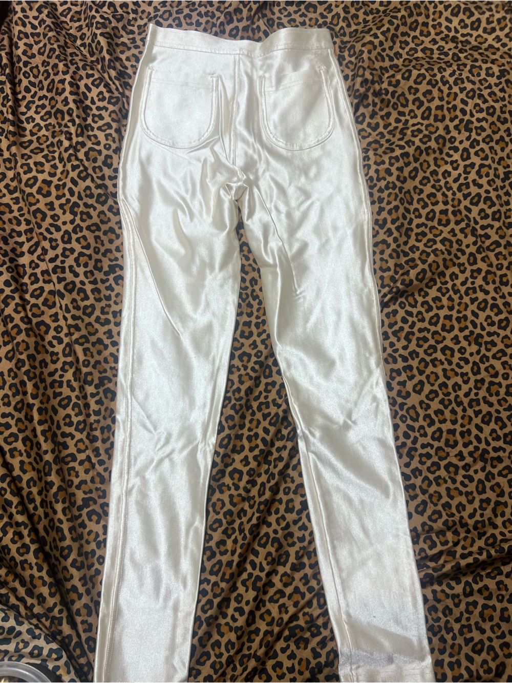 American Apparel Satin High-Waist Leggings in Ivory (Disco Pants) - Picture 3 of 3